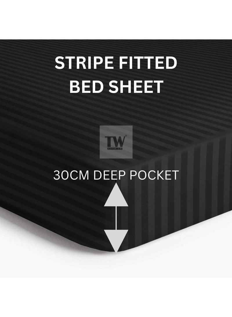 TW Premier TW Hotel Duvet Cover Stripe 220x240cm King Size 6 Pcs Set - 1 Duvet Cover 220x240cm (Without Filling) 1 Fitted Bed Sheet 200x200+30cm - 4 Pillow Cases 48x74+5cm - Quilt Cover Set - Image 4
